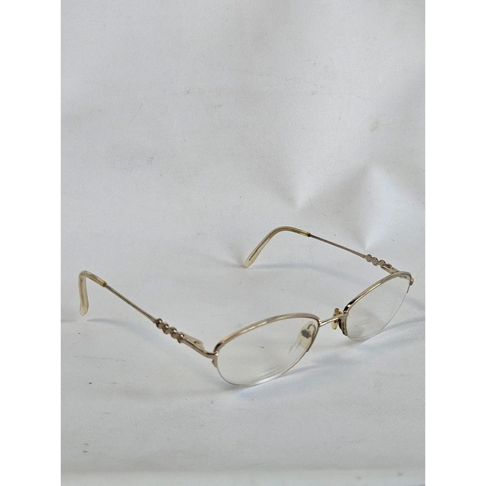 Saks Fifth Avenue S5A 218 Eyeglass Frames 52-18-135 Gold Half Rim Womens